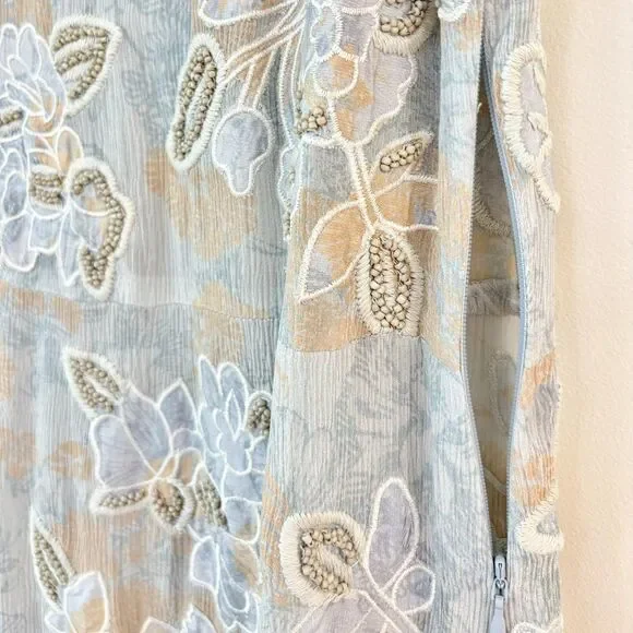 Sundance Blue Floral Embroidered Beaded Silk Dress Sz XS Romantic Wedding Guest - Picture 7 of 12